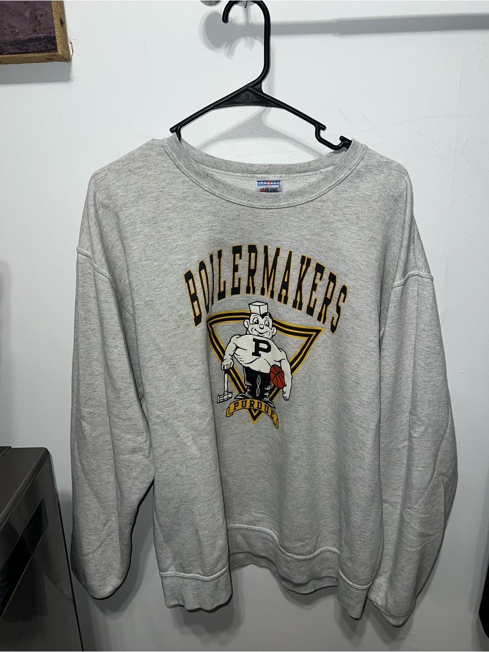Jerzees Gray Purdue Boilermakers Crewneck Sweatshirt